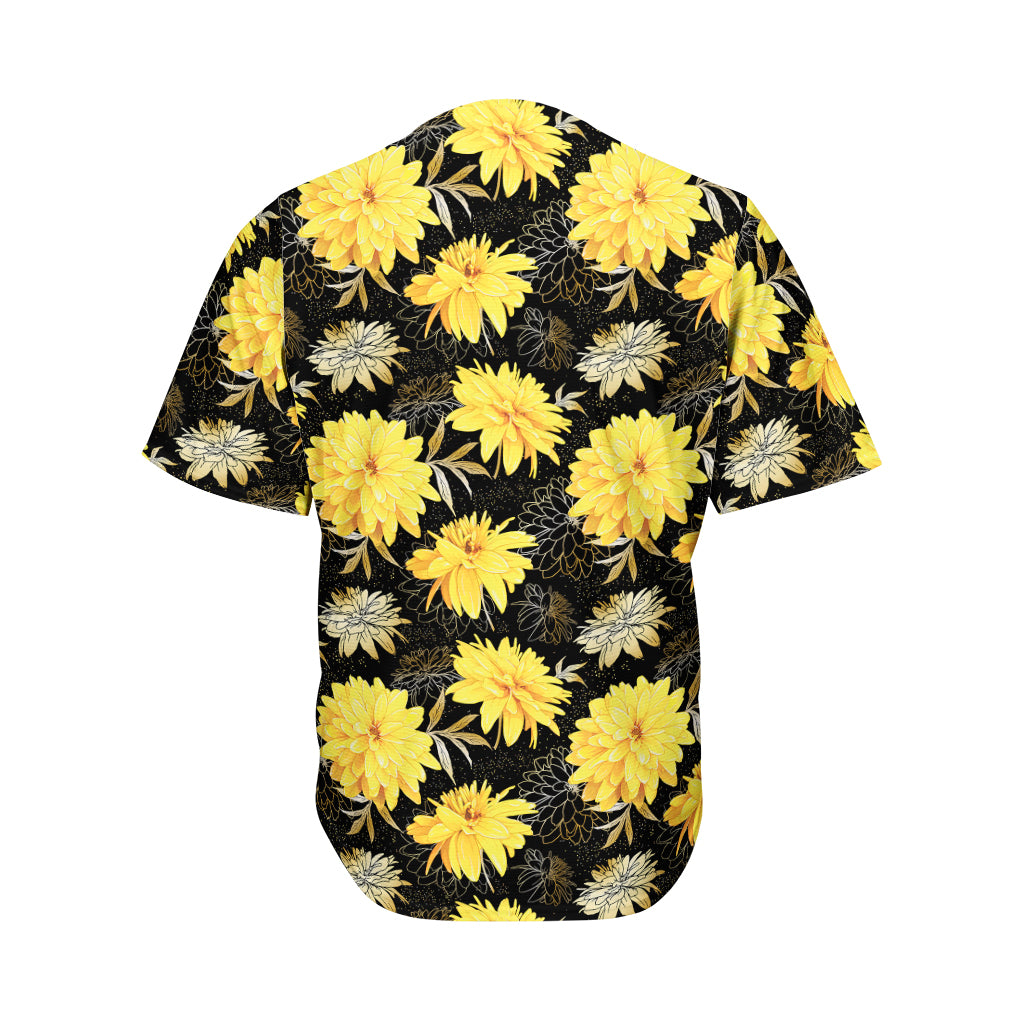 Gold And Yellow Floral Print Men's Baseball Jersey
