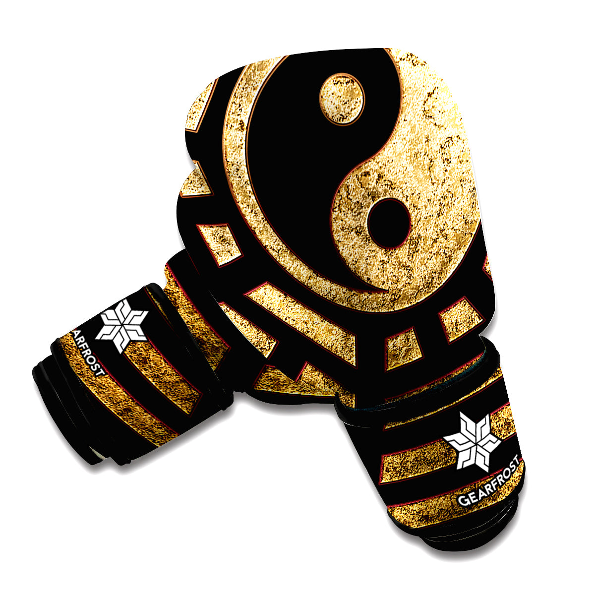 Gold Bagua Yin Yang Print Boxing Gloves Gearfrost