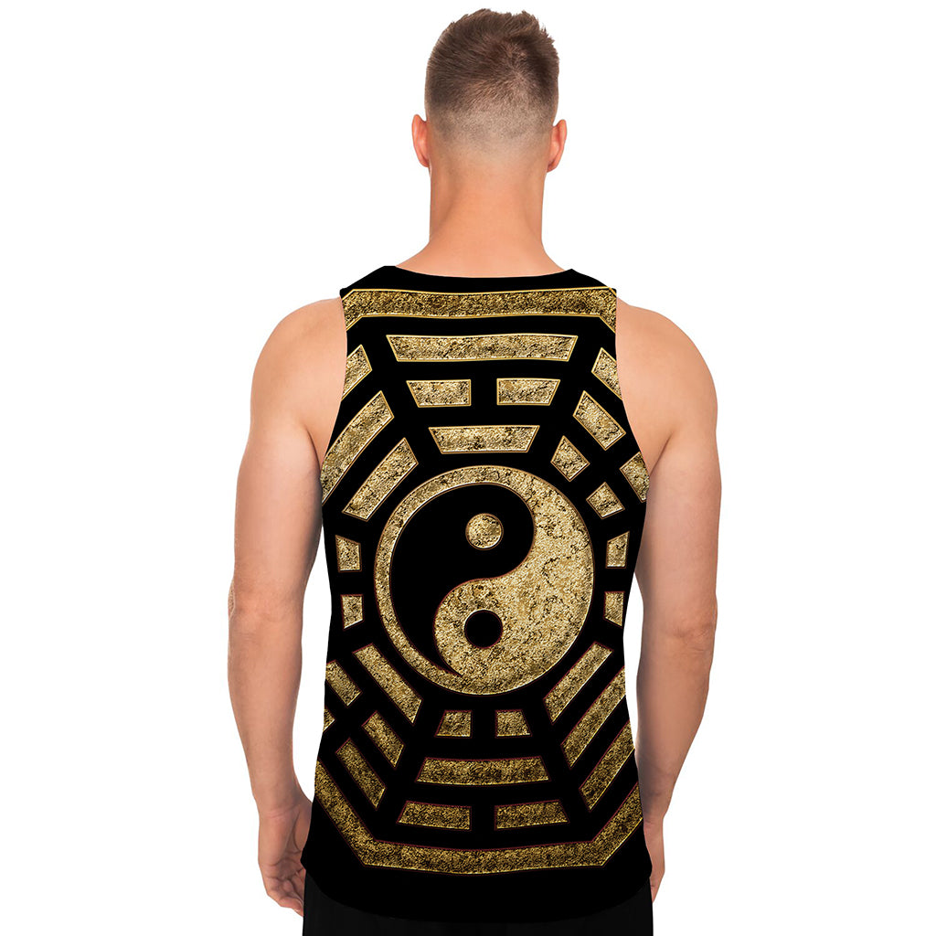 Gold Bagua Yin Yang Print Men's Tank Top
