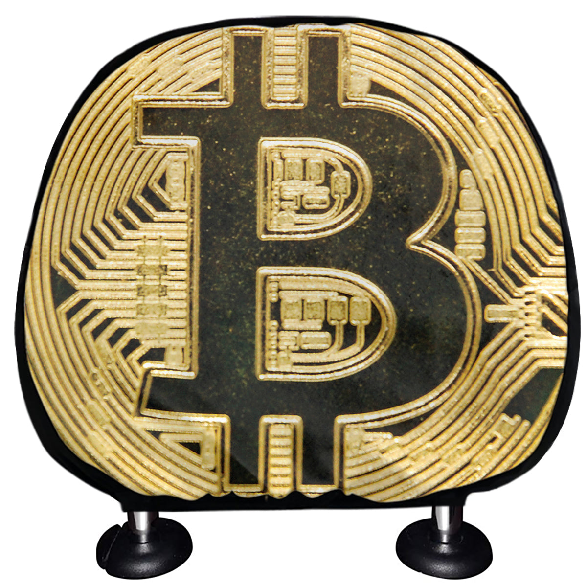 Gold Bitcoin Symbol Print Car Headrest Covers