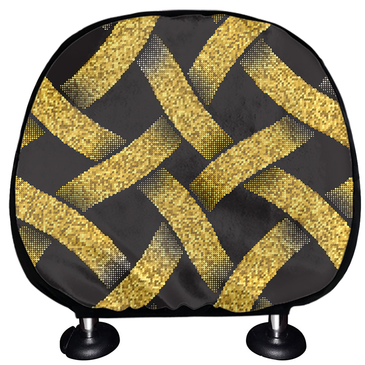 Gold Celtic Knot Symbol Print Car Headrest Covers