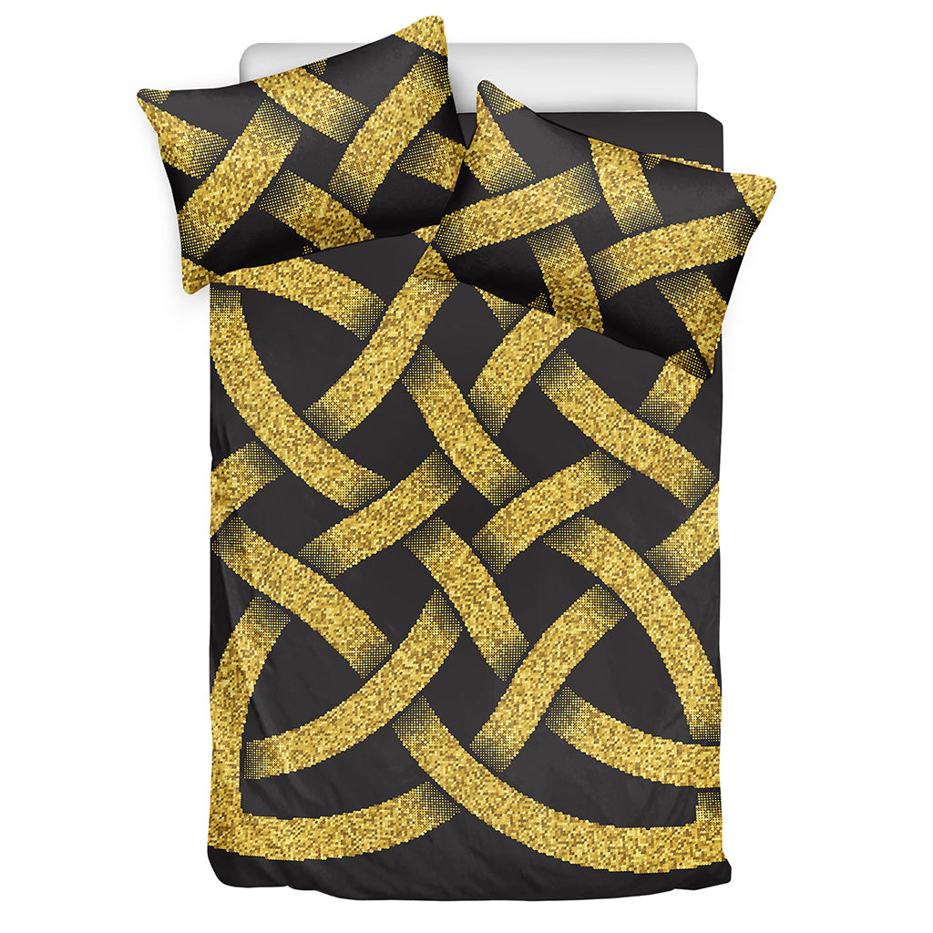 Gold Celtic Knot Symbol Print Duvet Cover Bedding Set