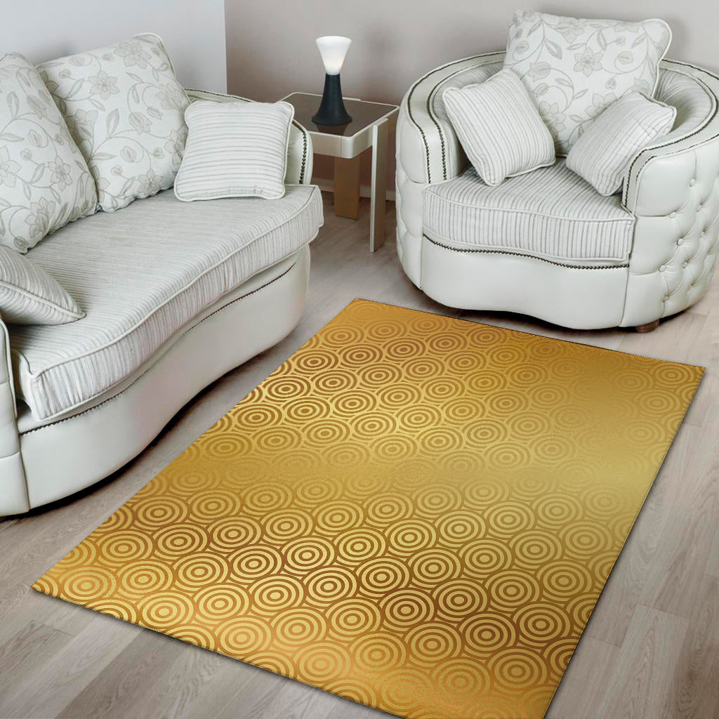 Gold Chinese Pattern Print Area Rug