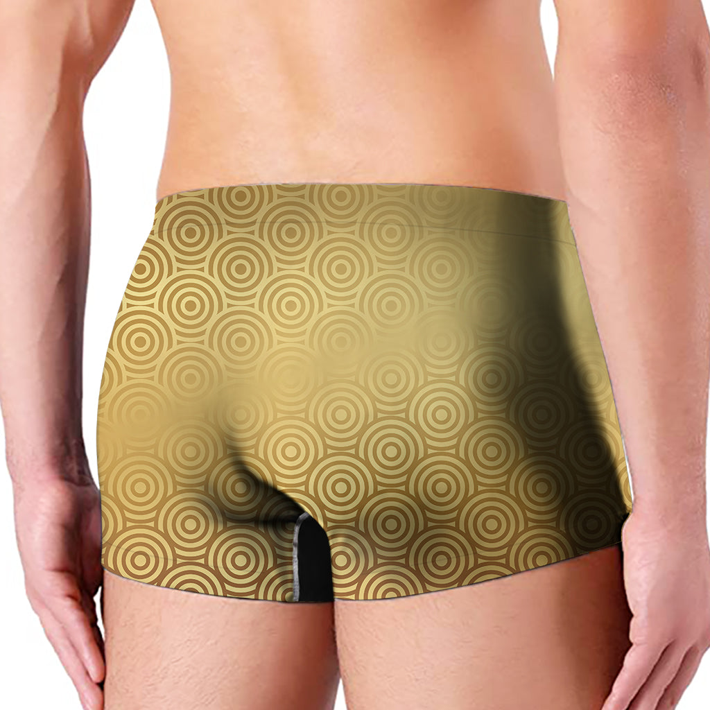 Gold Chinese Pattern Print Men's Boxer Briefs