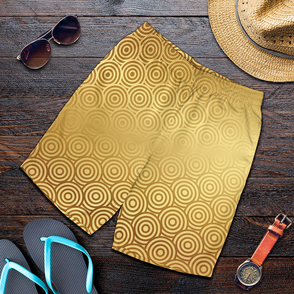 Gold Chinese Pattern Print Men's Shorts