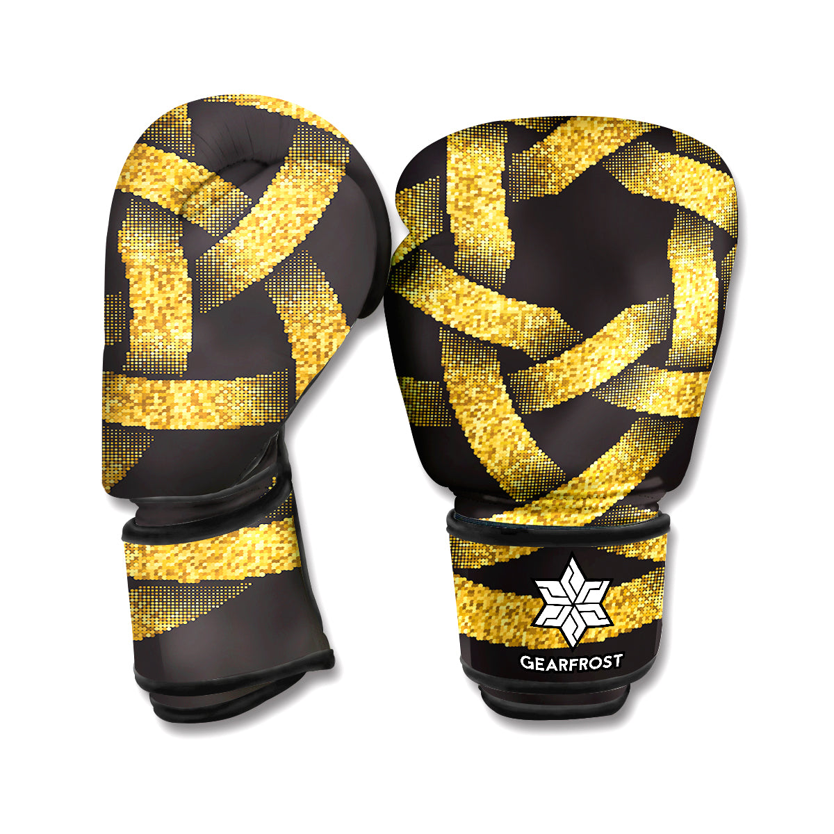 Gold Circle Celtic Knot Symbol Print Boxing Gloves