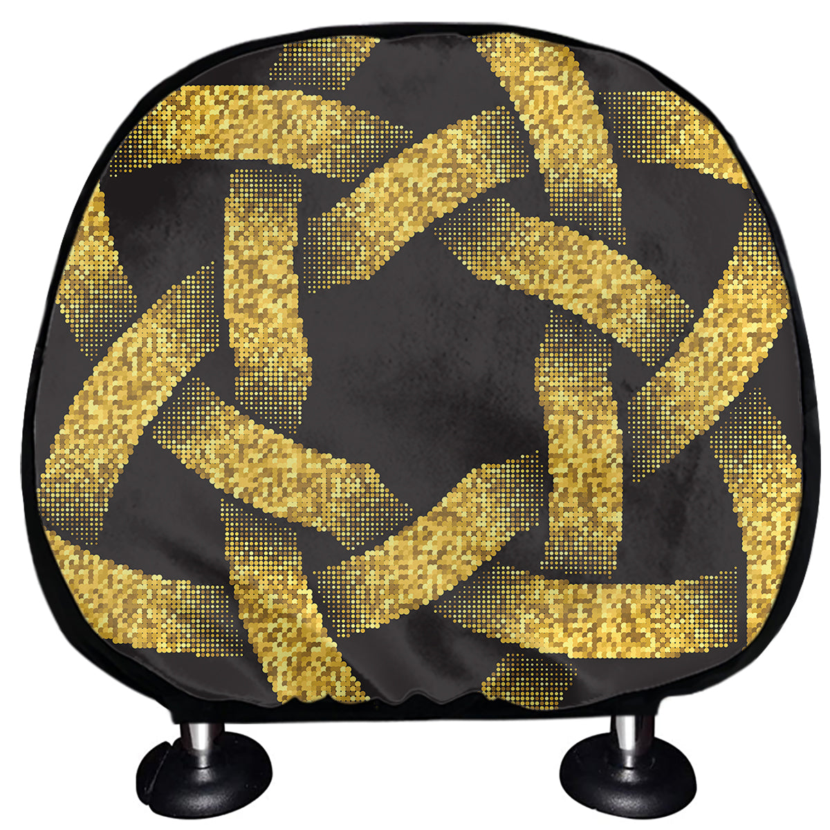 Gold Circle Celtic Knot Symbol Print Car Headrest Covers