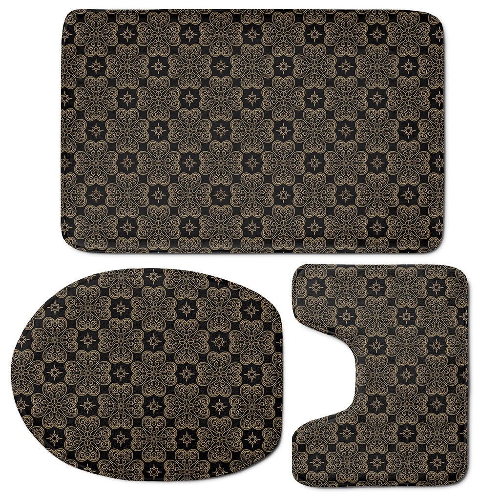 Gold Clover St. Patrick's Day Print 3 Piece Bath Mat Set