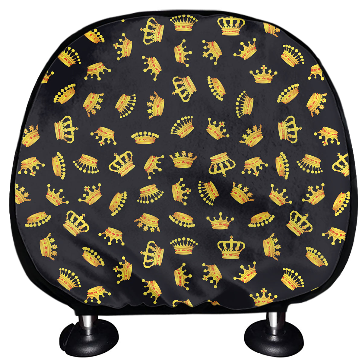 Gold Crown Pattern Print Car Headrest Covers