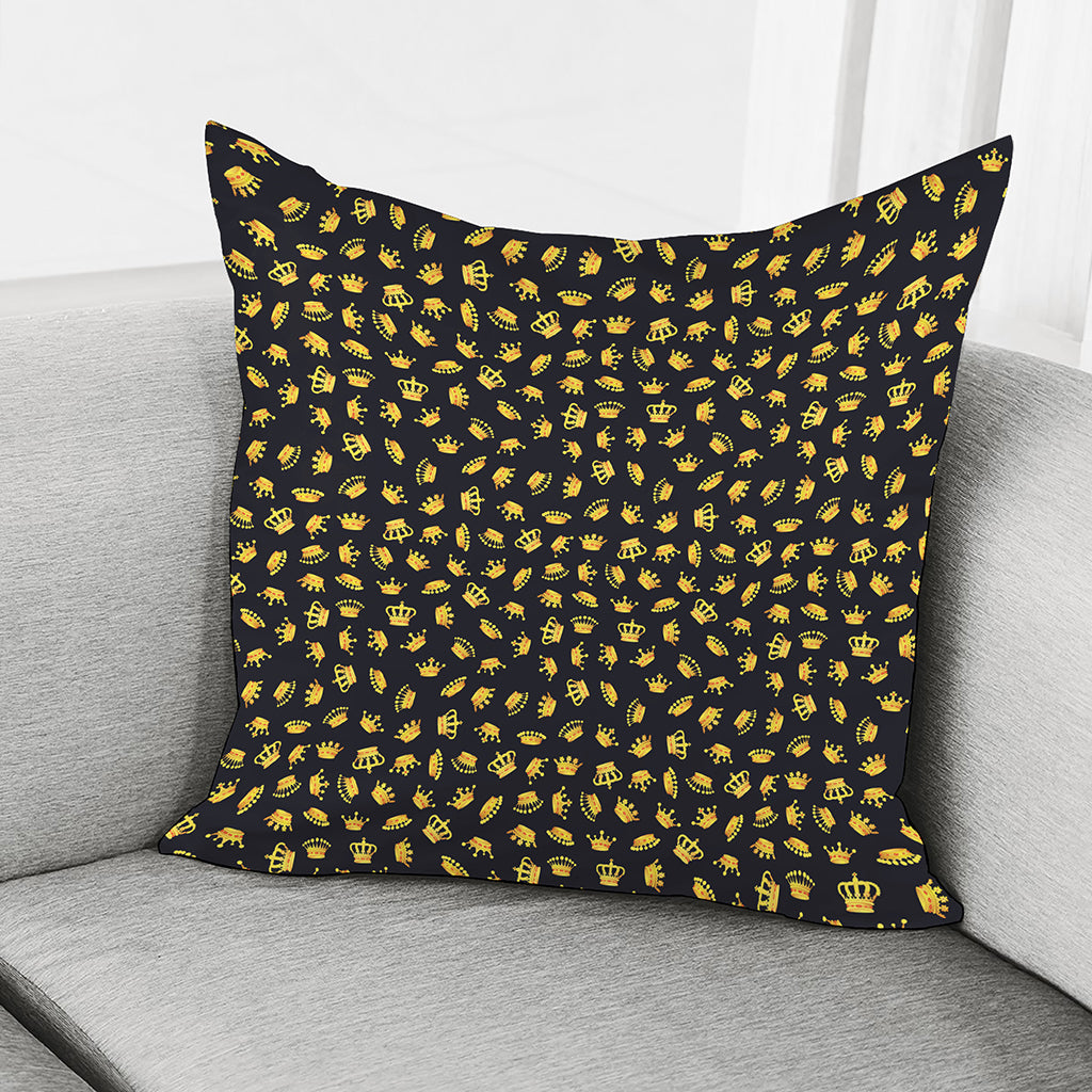 Gold Crown Pattern Print Pillow Cover