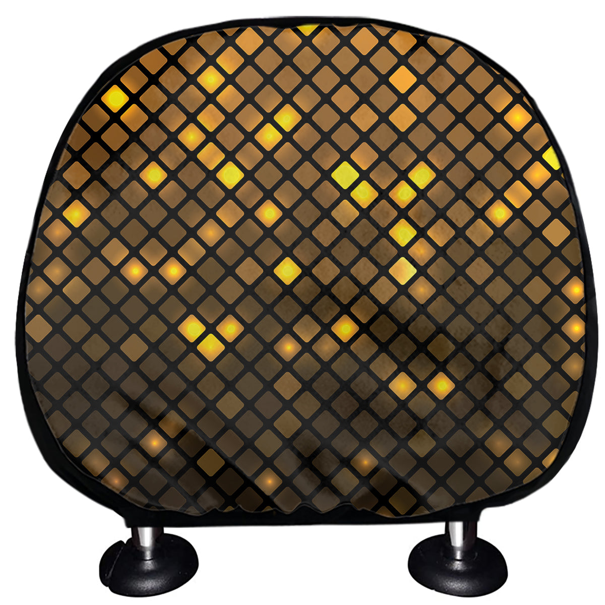 Gold Disco Lights Pattern Print Car Headrest Covers