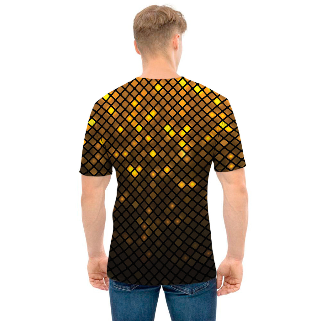 Gold Disco Lights Pattern Print Men's T-Shirt