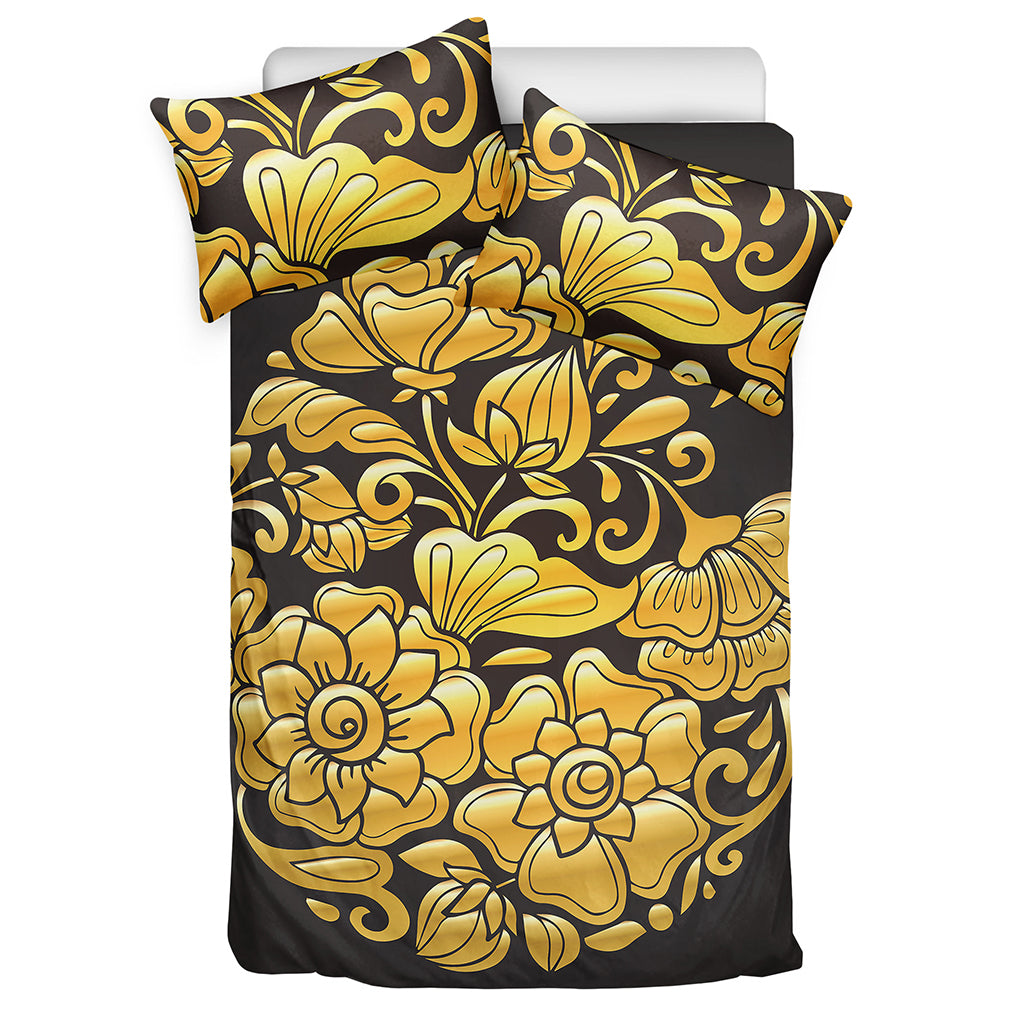Gold Easter Egg Print Duvet Cover Bedding Set