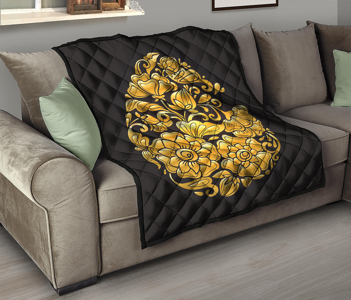 Gold Easter Egg Print Quilt