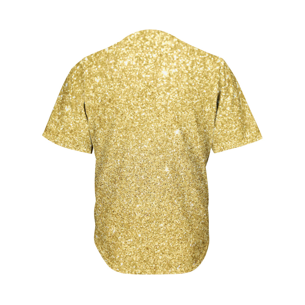 Gold Glitter Texture Print Men's Baseball Jersey