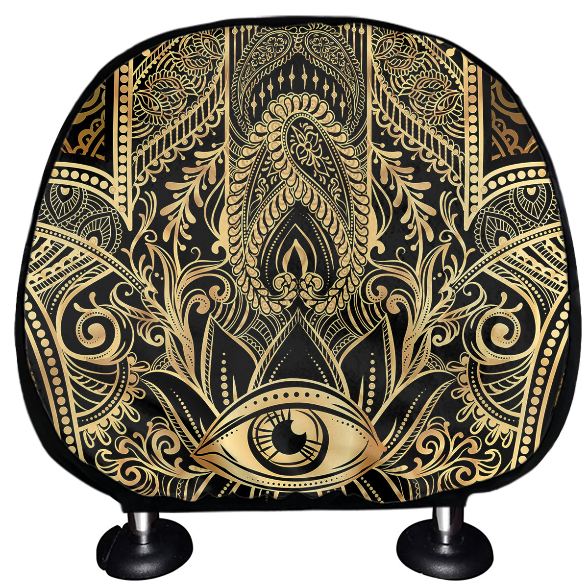 Gold Hamsa Hand Print Car Headrest Covers