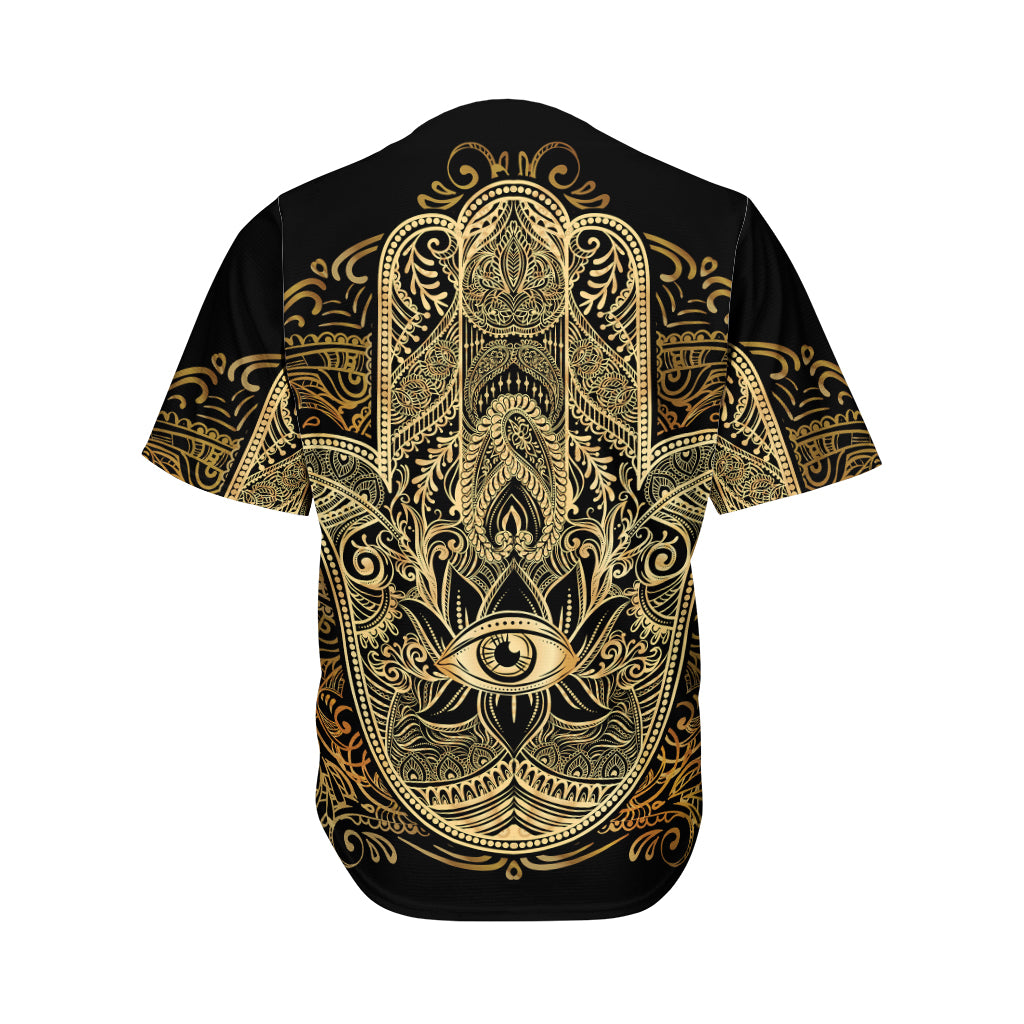 Gold Hamsa Hand Print Men's Baseball Jersey