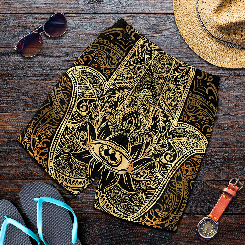Gold Hamsa Hand Print Men's Shorts