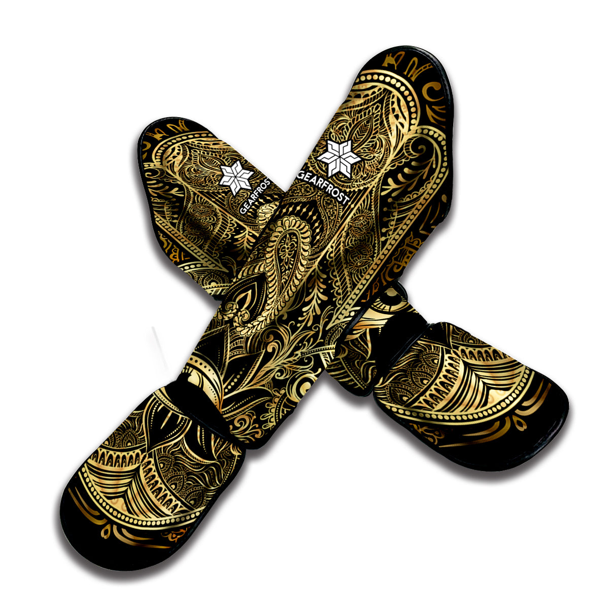 Gold Hamsa Hand Print Muay Thai Shin Guard