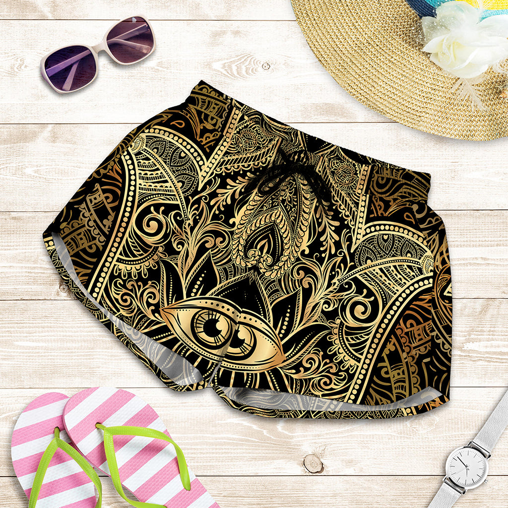 Gold Hamsa Hand Print Women's Shorts