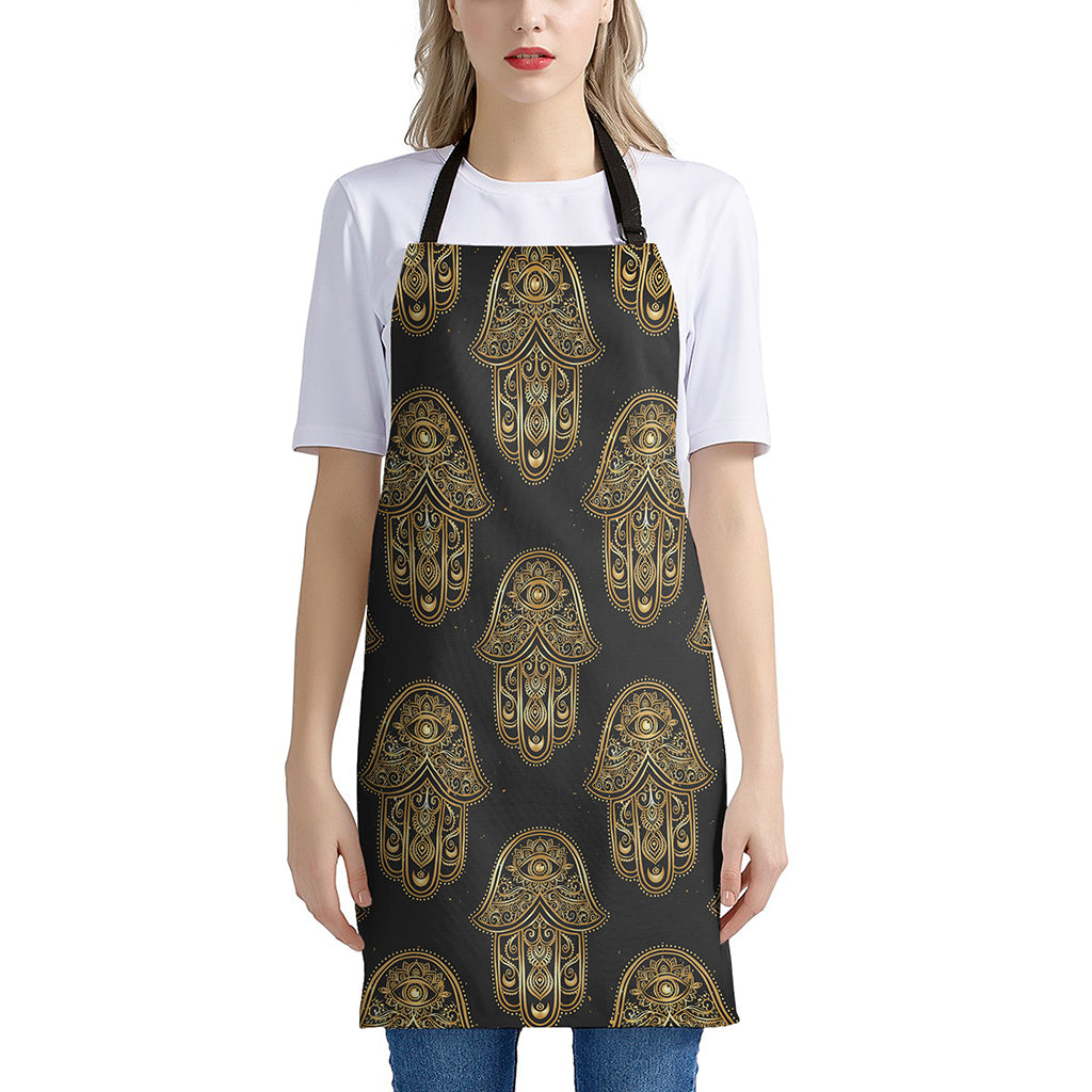Gold Hamsa Pattern Print Apron