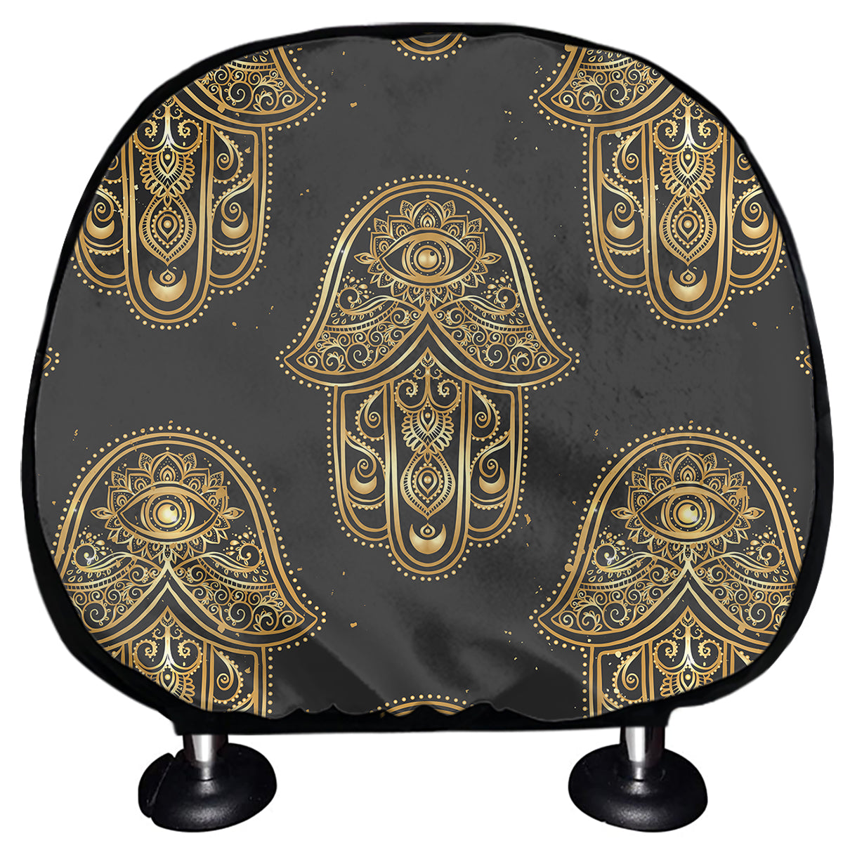 Gold Hamsa Pattern Print Car Headrest Covers
