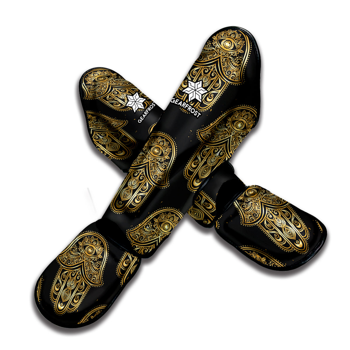 Gold Hamsa Pattern Print Muay Thai Shin Guard