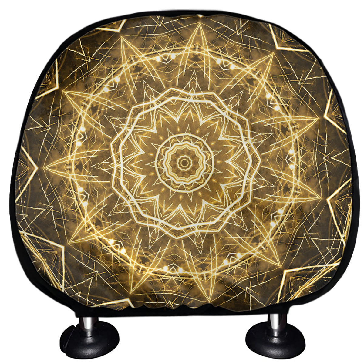 Gold Kaleidoscope Print Car Headrest Covers