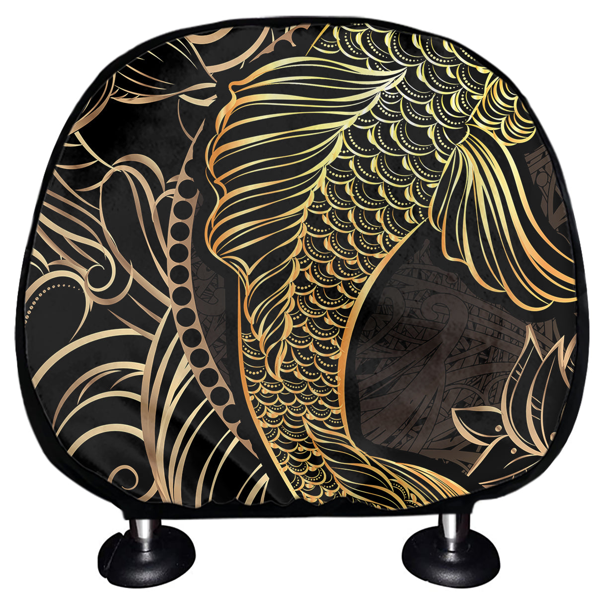 Gold Koi Carp Fish Print Car Headrest Covers