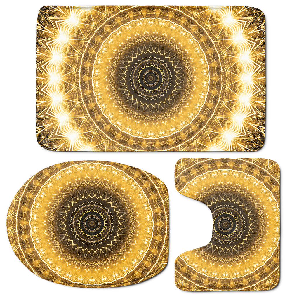 Gold Lights Kaleidoscope Print 3 Piece Bath Mat Set