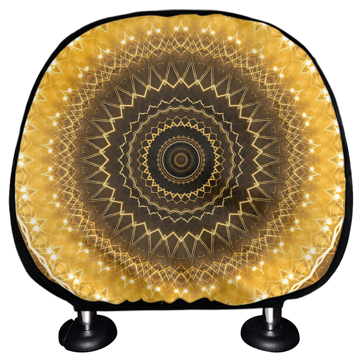Gold Lights Kaleidoscope Print Car Headrest Covers