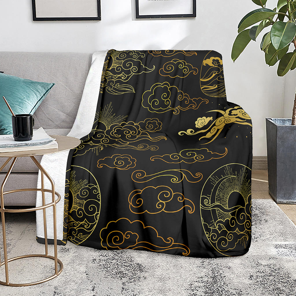 Gold Moon And Sun Print Blanket