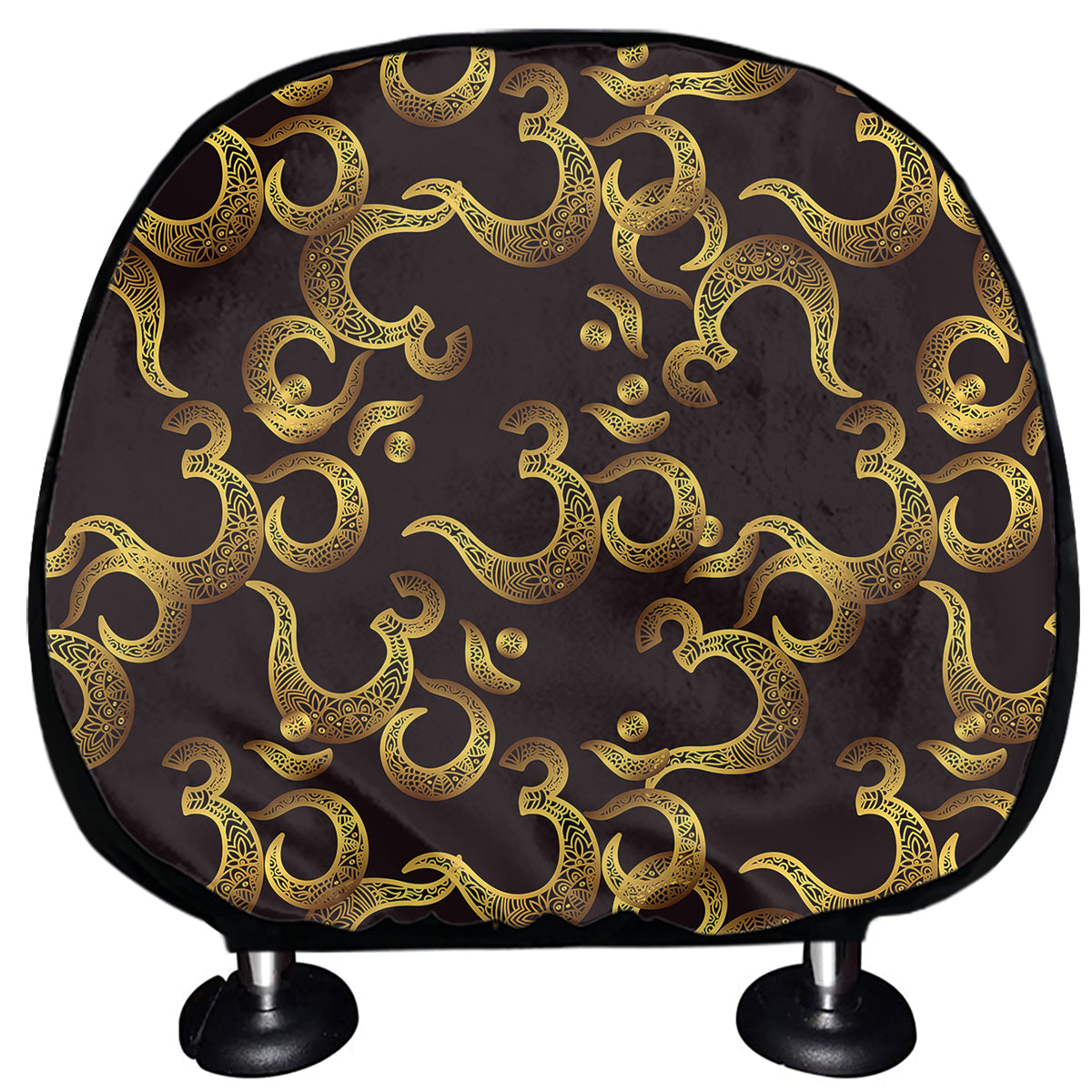 Gold Om Symbol Pattern Print Car Headrest Covers