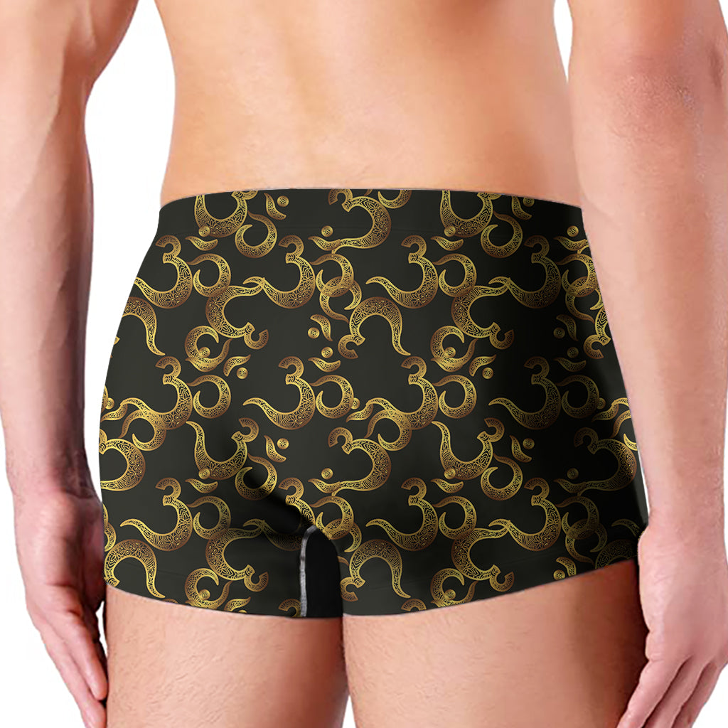 Gold Om Symbol Pattern Print Men's Boxer Briefs