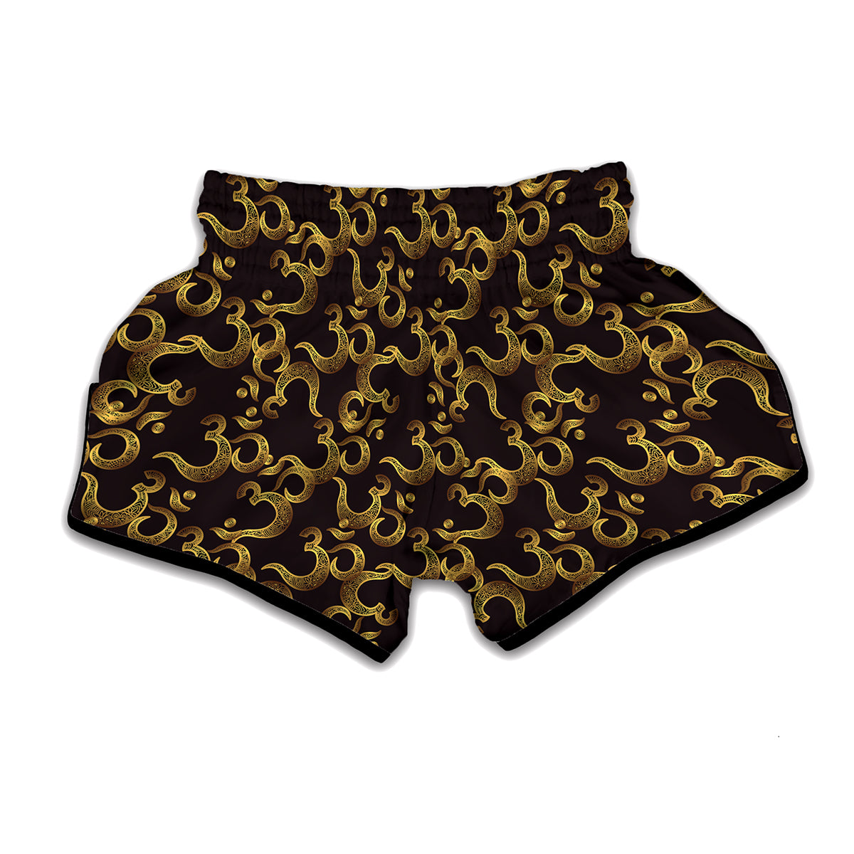 Gold Om Symbol Pattern Print Muay Thai Boxing Shorts