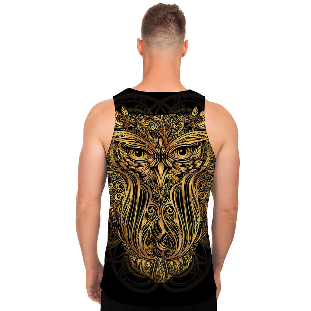 Gold Owl Spirit Print Men's Tank Top