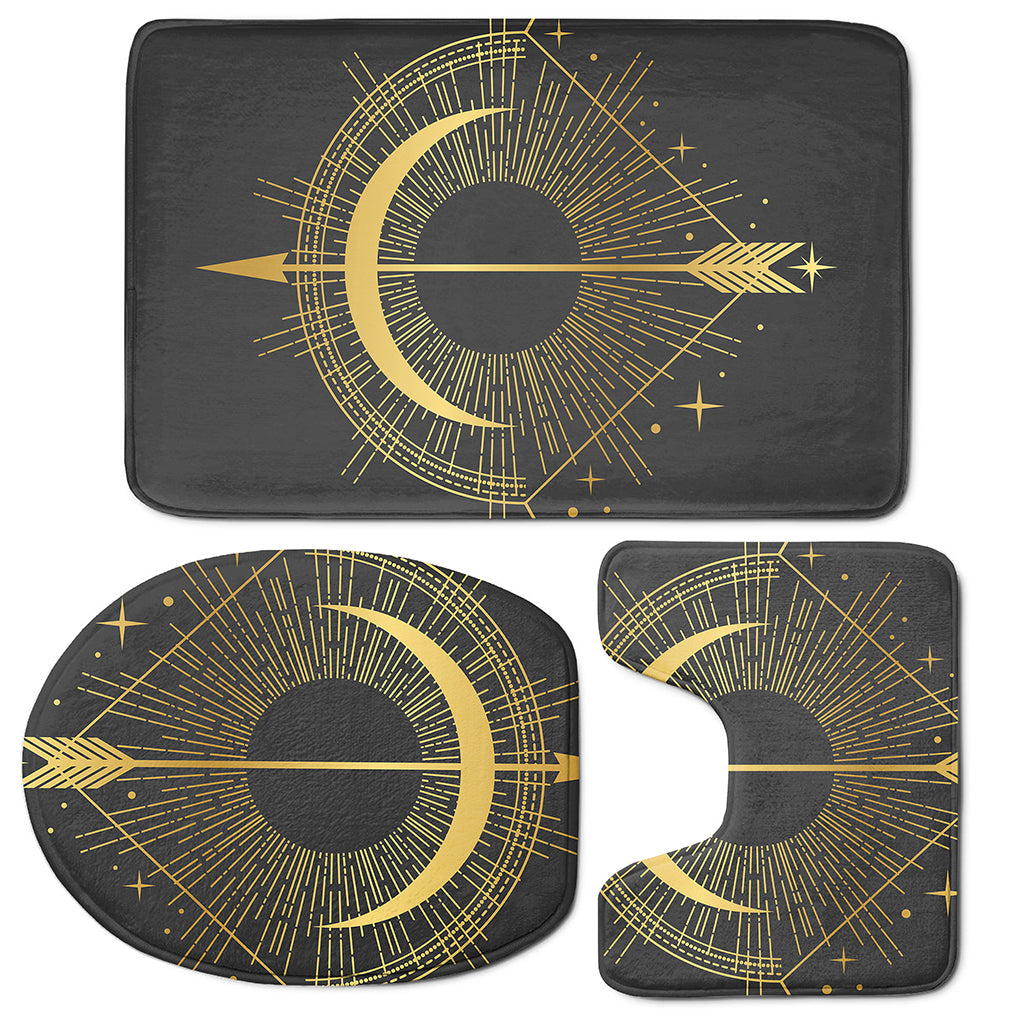 Gold Sagittarius Sign Print 3 Piece Bath Mat Set