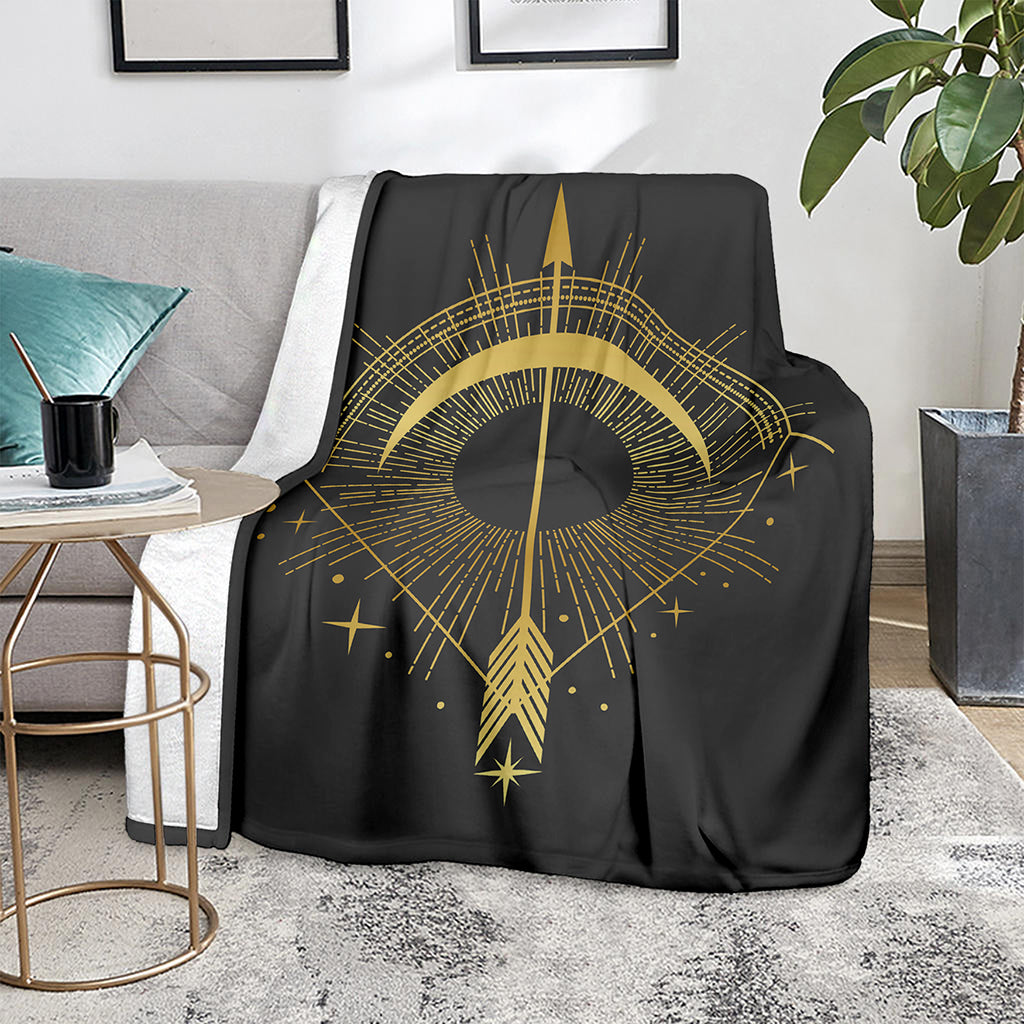 Gold Sagittarius Sign Print Blanket