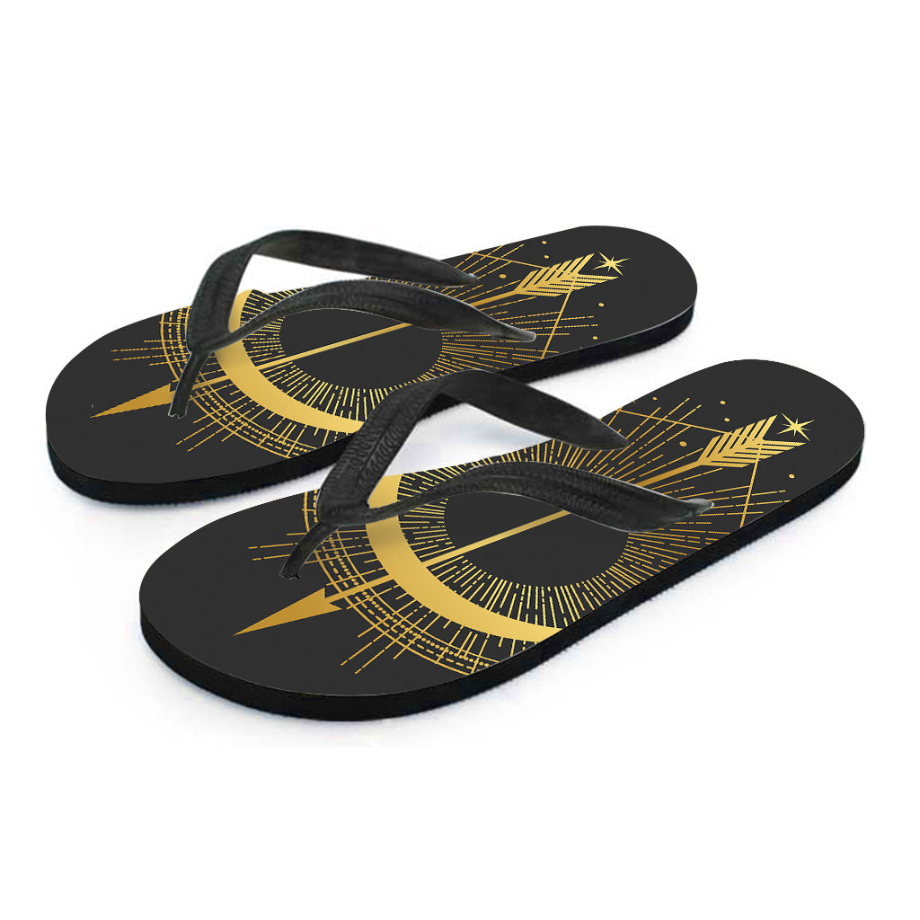 Gold Sagittarius Sign Print Flip Flops