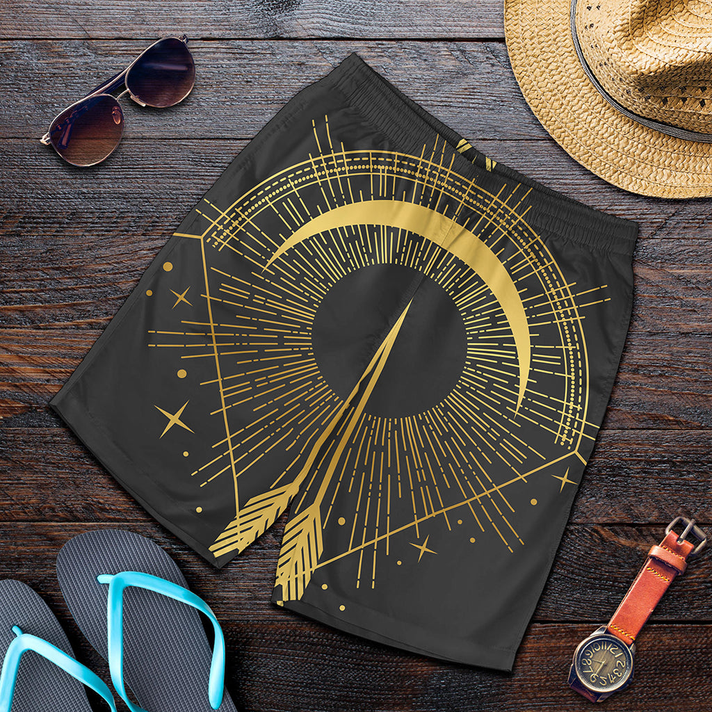 Gold Sagittarius Sign Print Men's Shorts