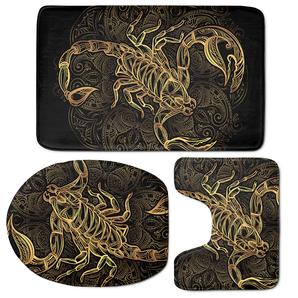 Gold Scorpio Print 3 Piece Bath Mat Set