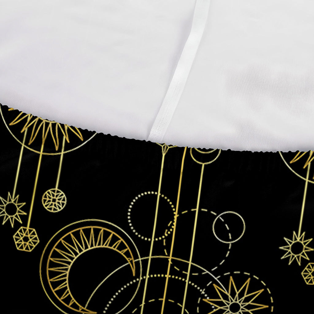Gold Sun And Moon Pattern Print Sofa Cover