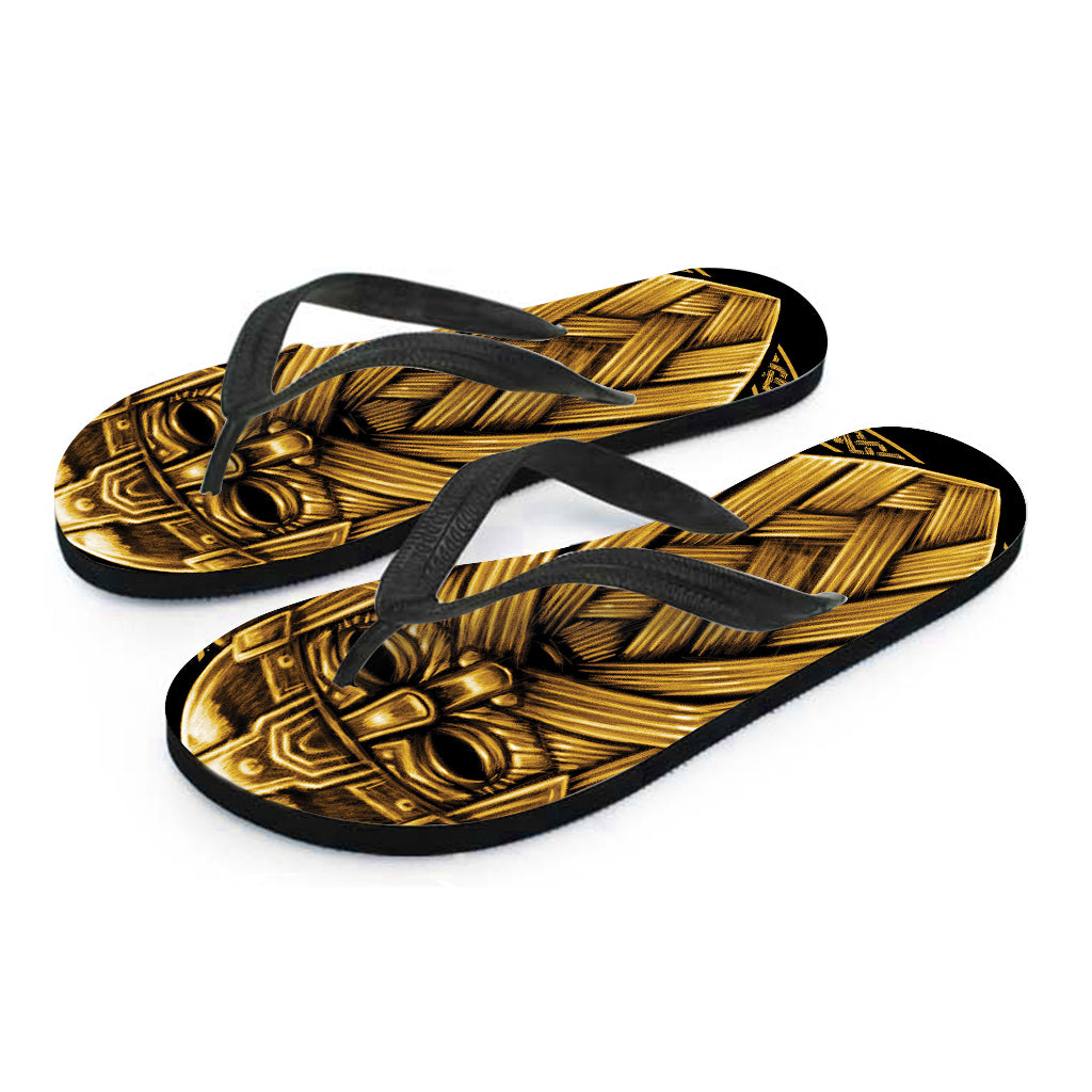 Gold Viking Norse God Odin Print Flip Flops