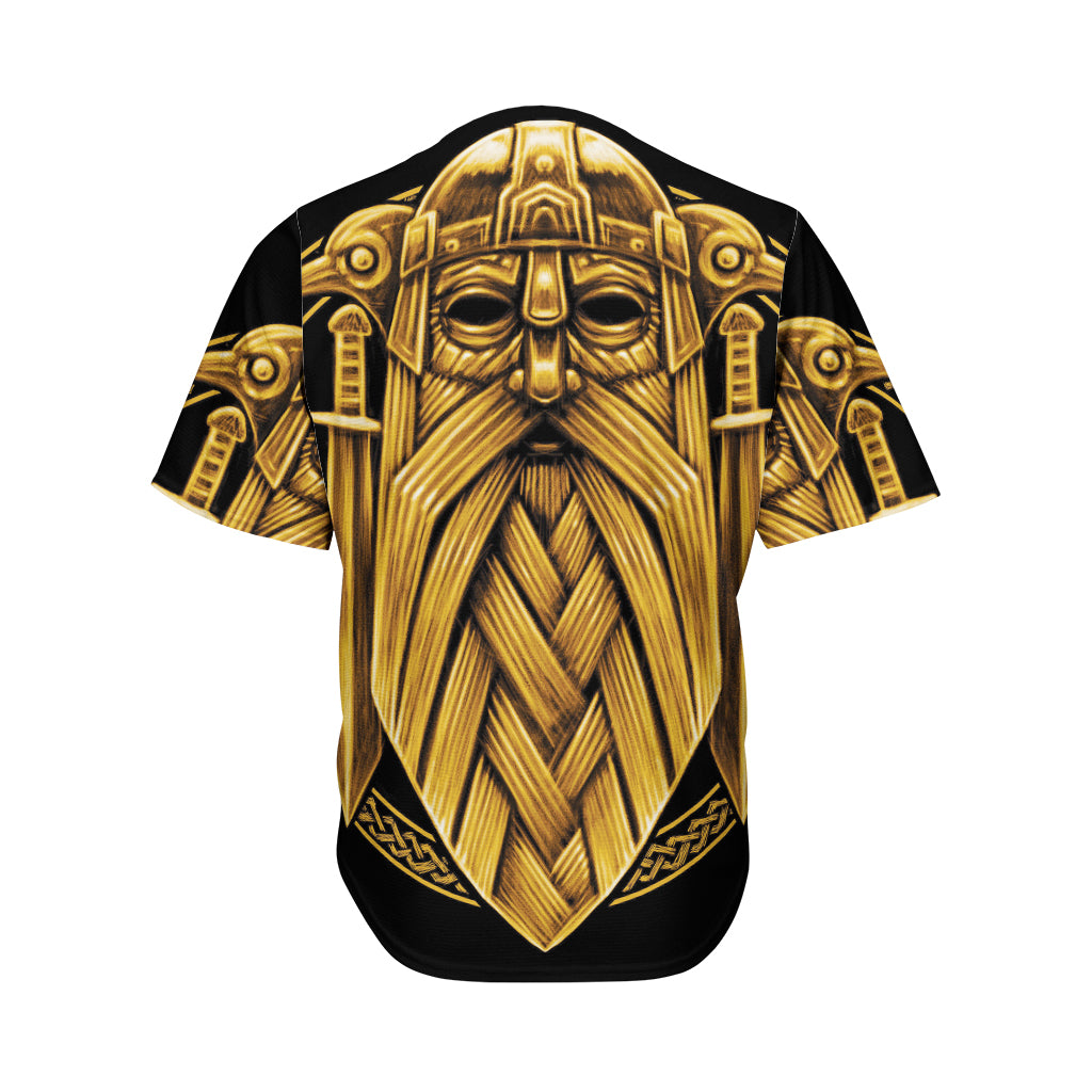 Gold Viking Norse God Odin Print Men's Baseball Jersey