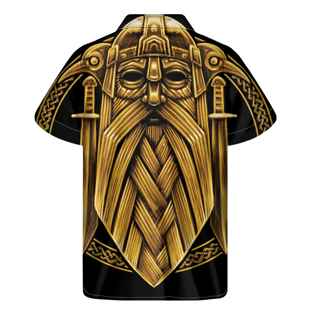 Gold Viking Norse God Odin Print Men's Short Sleeve Shirt