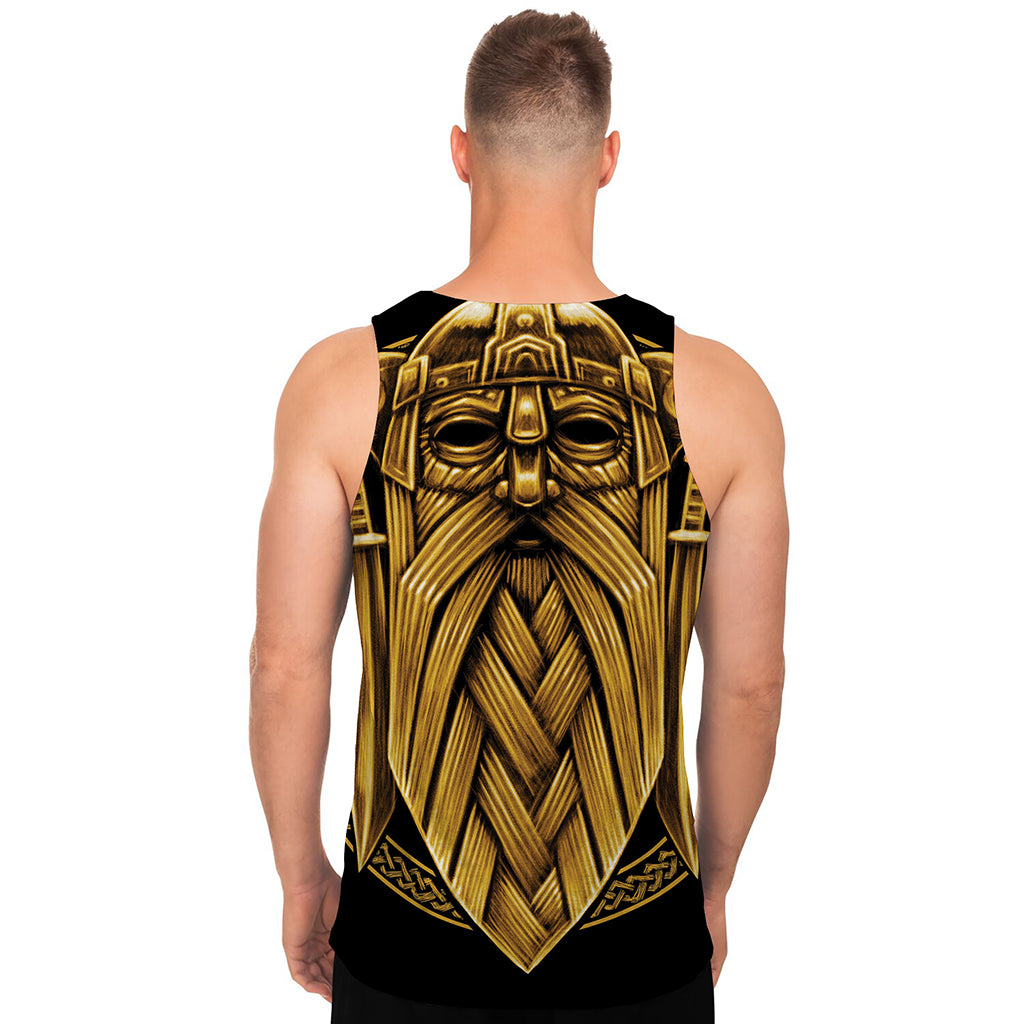 Gold Viking Norse God Odin Print Men's Tank Top