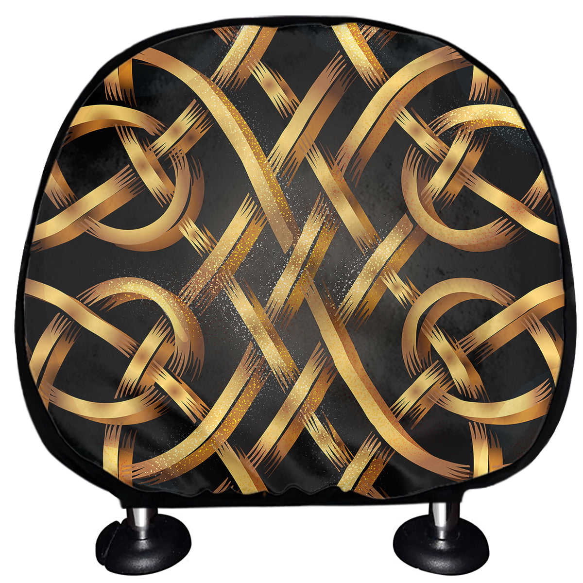 Golden Celtic Knot Print Car Headrest Covers