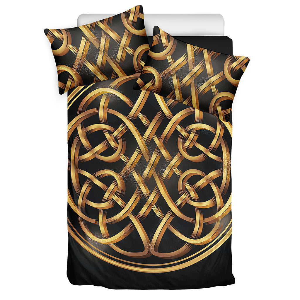 Golden Celtic Knot Print Duvet Cover Bedding Set