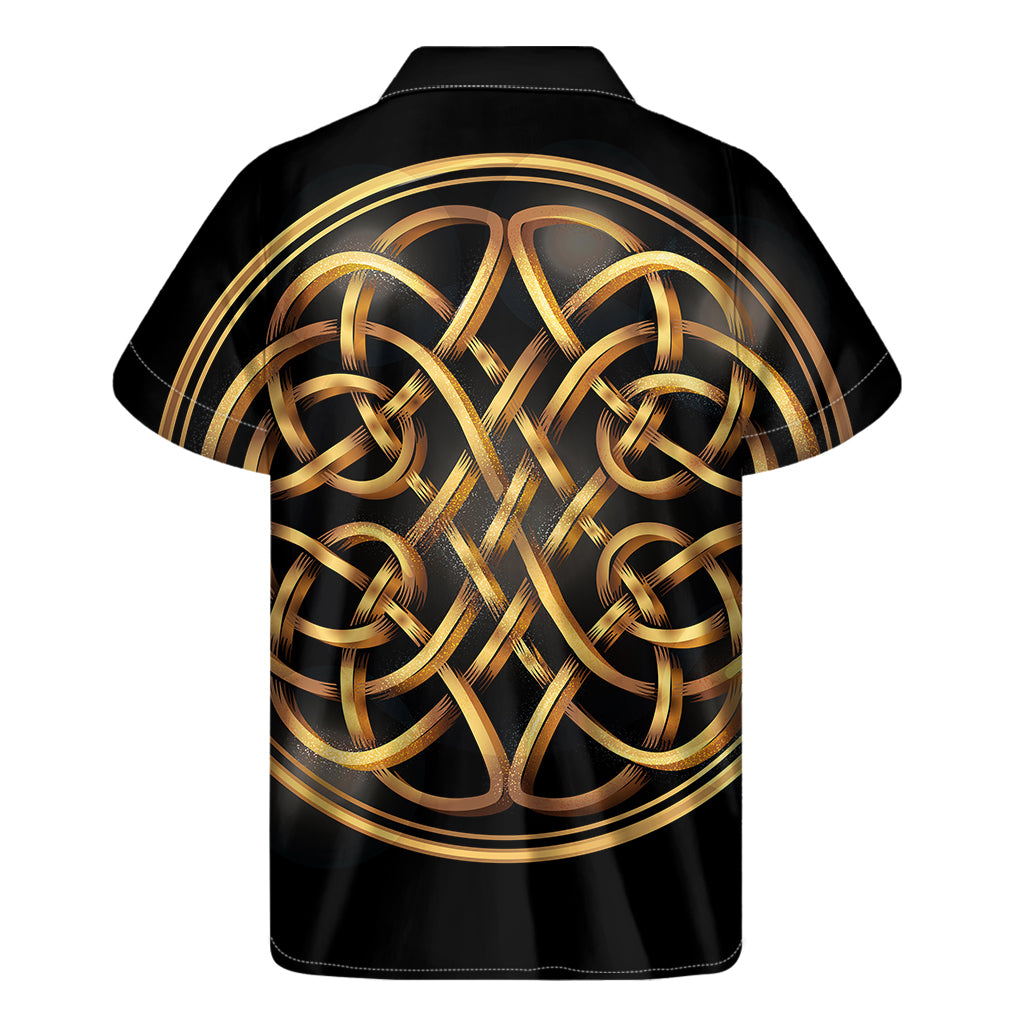 Golden Celtic Knot Print Men's Short Sleeve Shirt