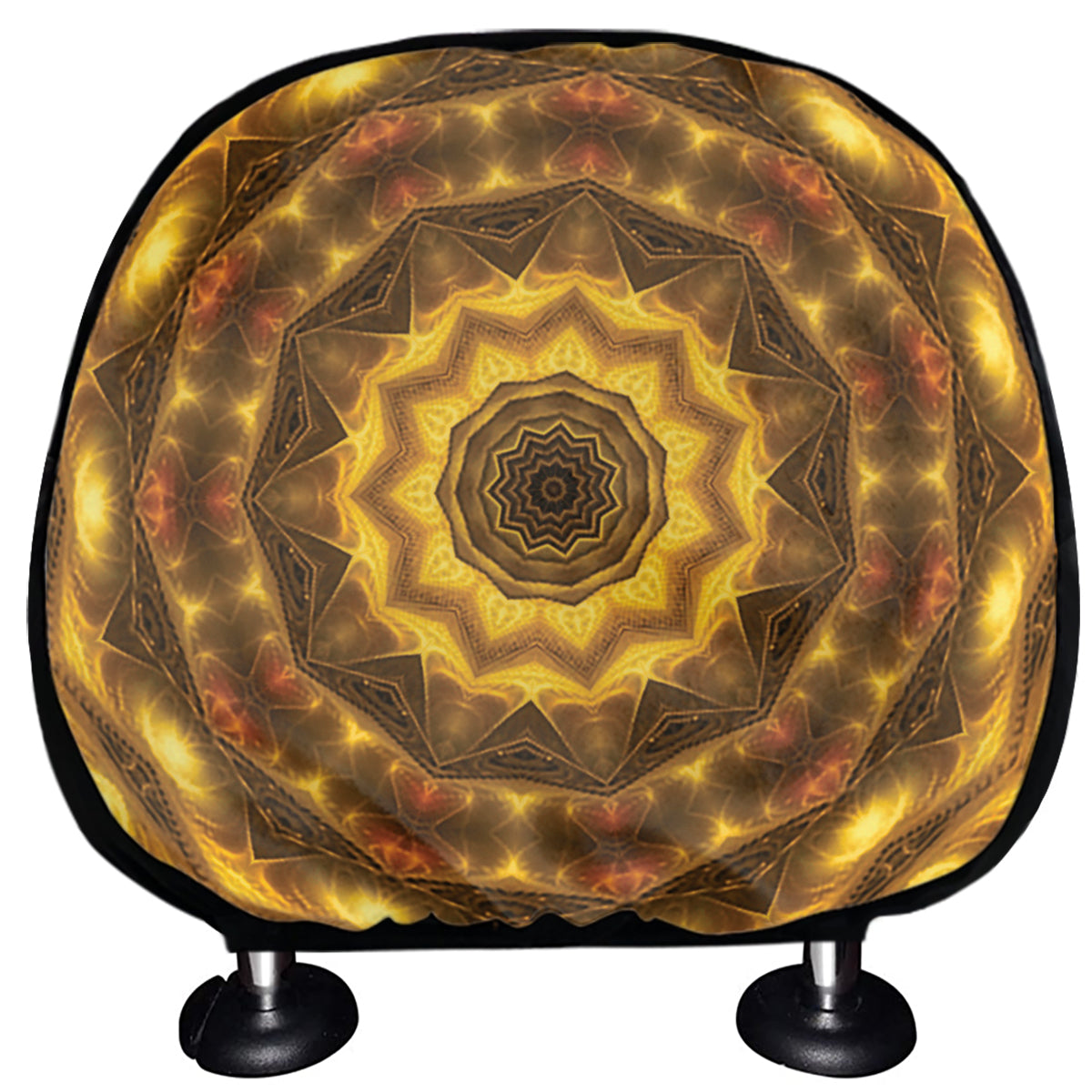 Golden Kaleidoscope Print Car Headrest Covers